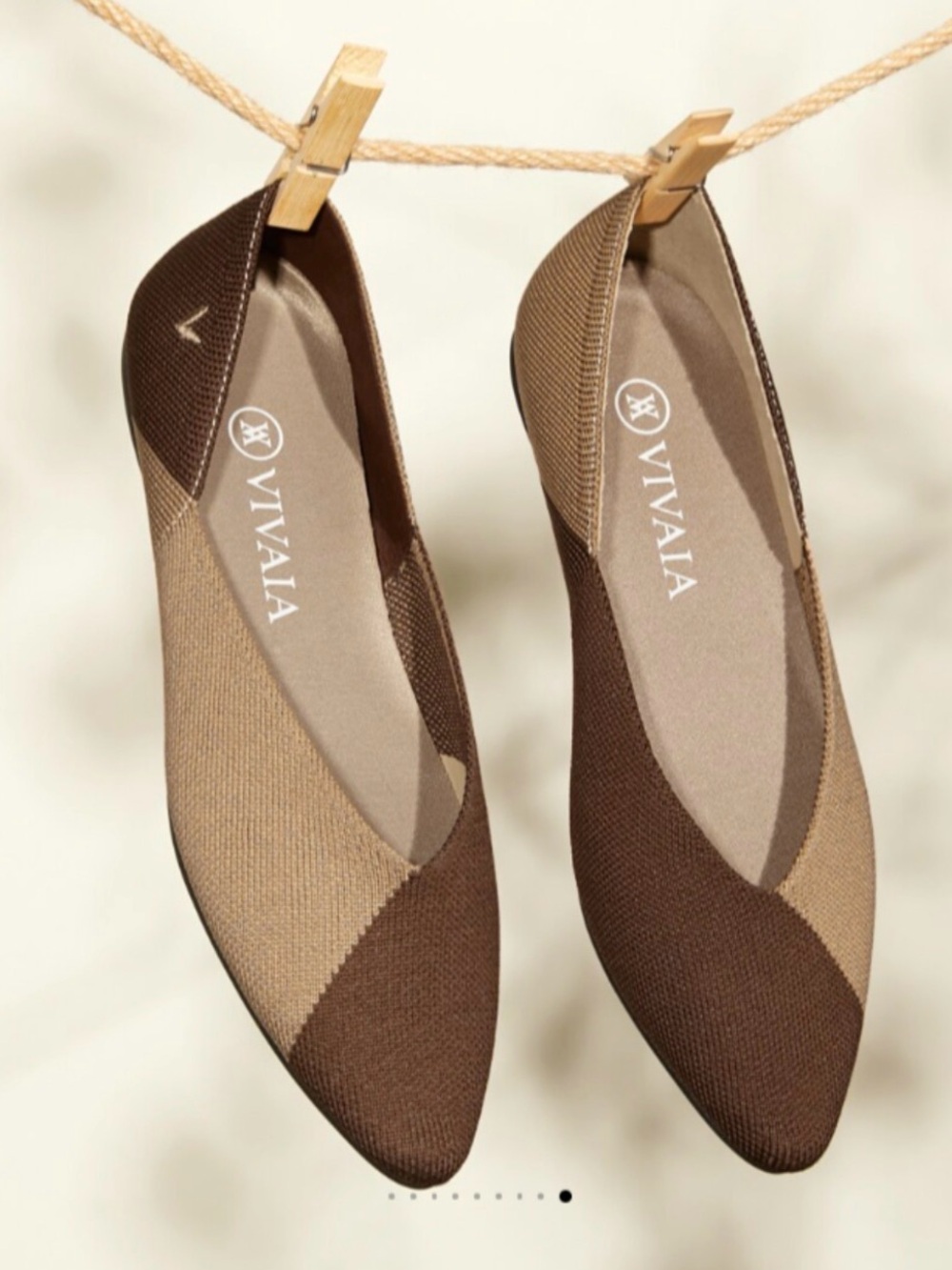 VIVAIA Valencia Casual Flats Slip on Ballet Pointed-Toe Style Brown/Tan 42/10.5